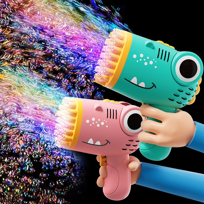 DinoBurst Bubble Machine – 40-Hole Electric Bubble Gun